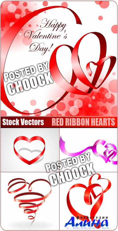 Красные сердца из ленточек | Red ribbon hearts