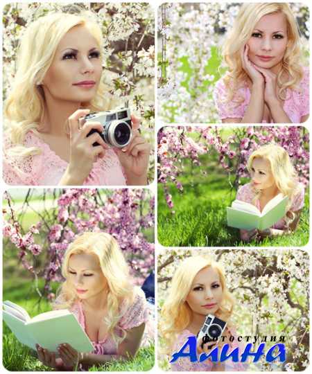 Blonde Girl over Sakura