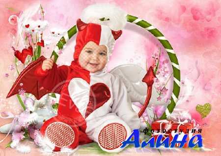 Детский шаблон для фотомонтажа - Любимый амурчик