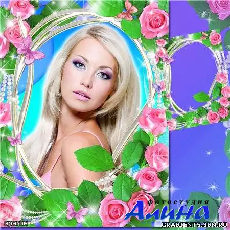 Цветочная рамка для фотошопа – Ярко розовые розы