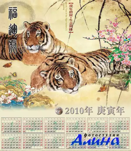 Stock Vectors - Tigers + 2010 calendar